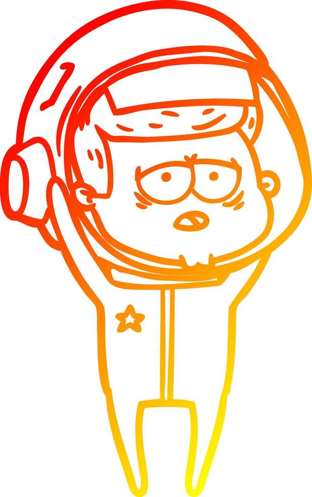 warm gradient line drawing cartoon tired astronaut vector