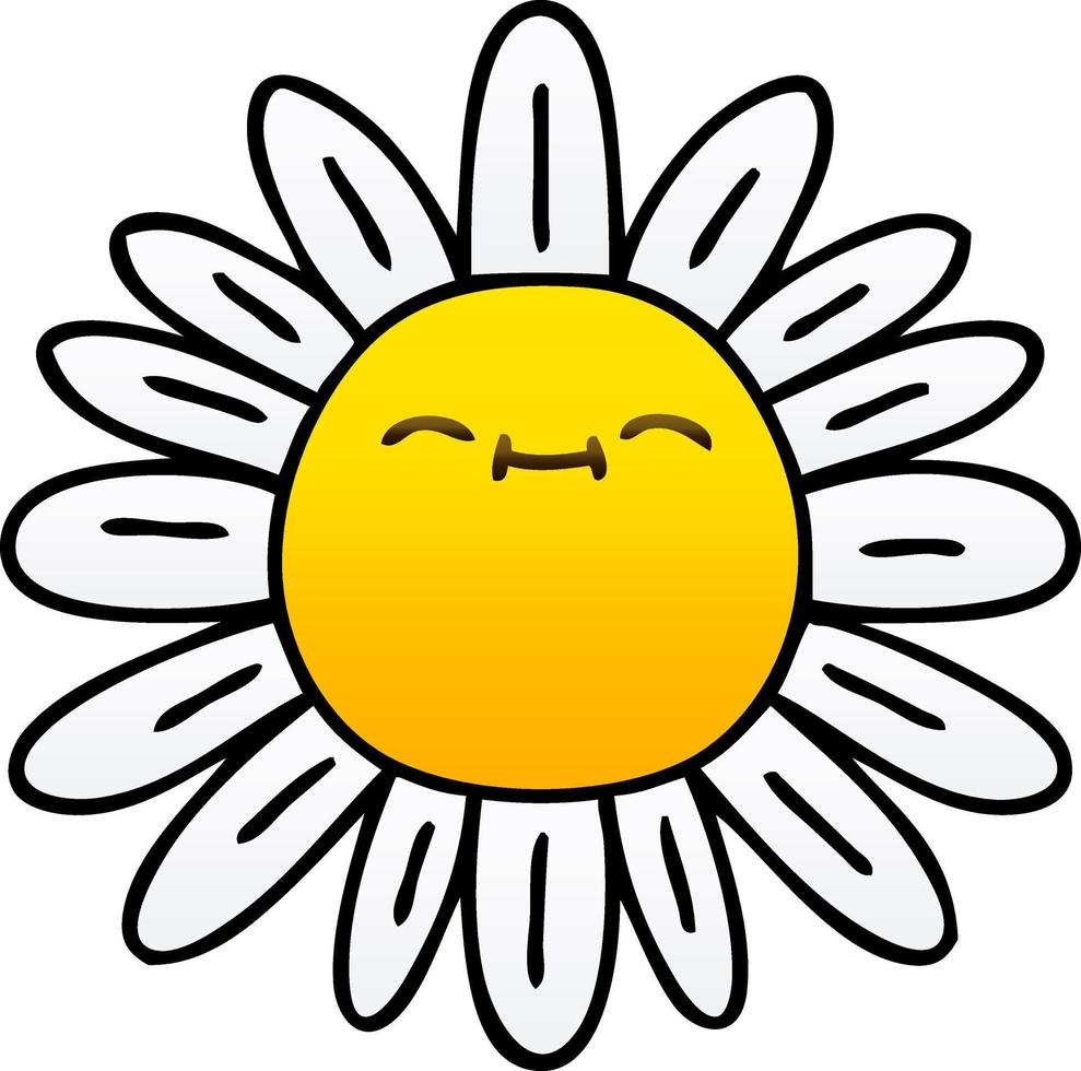 quirky gradient shaded cartoon flower vector