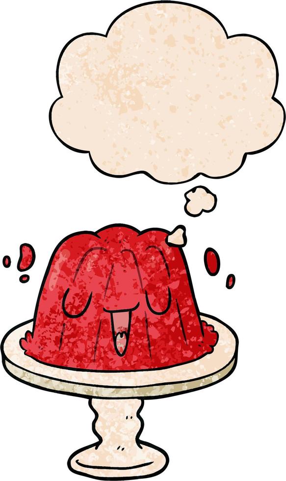 cartoon jelly and thought bubble in grunge texture pattern style vector