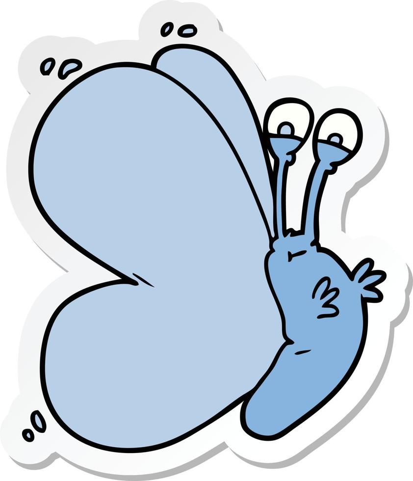 sticker of a funny cartoon butterfly vector