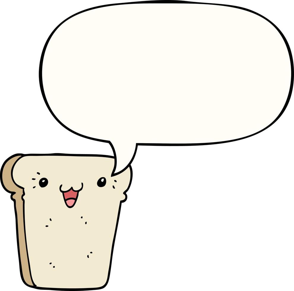 cartoon slice of bread and speech bubble vector