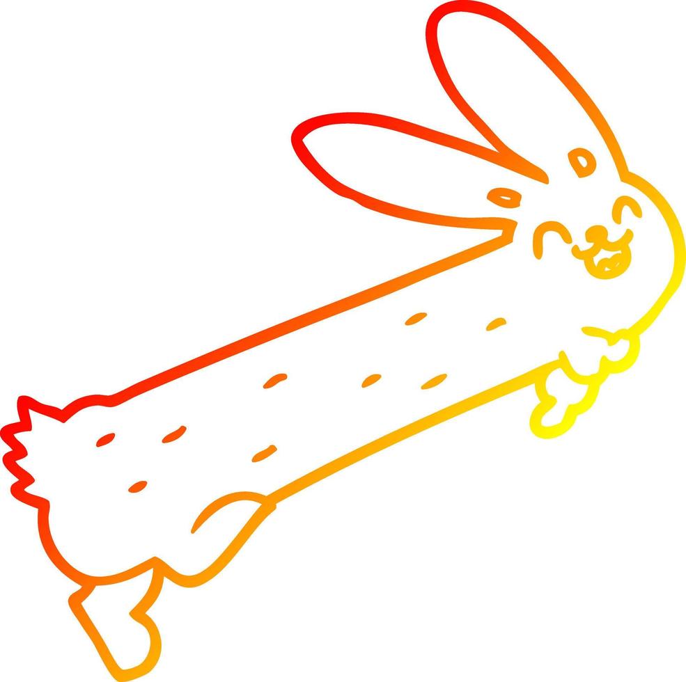 warm gradient line drawing funny cartoon rabbit vector