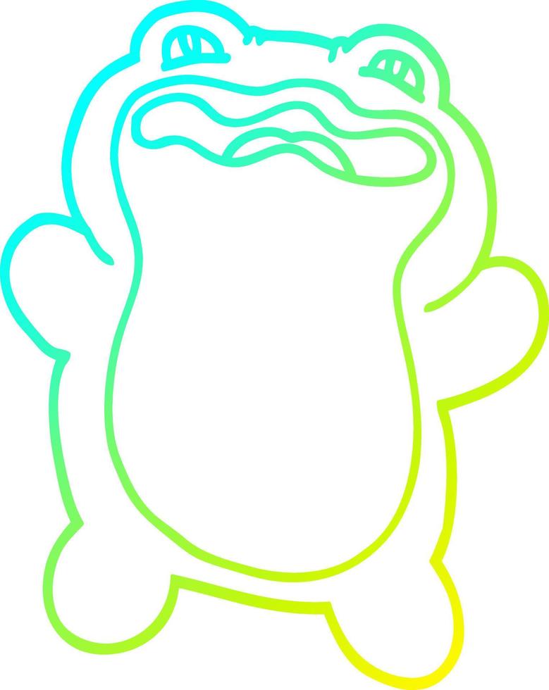cold gradient line drawing cartoon frog vector