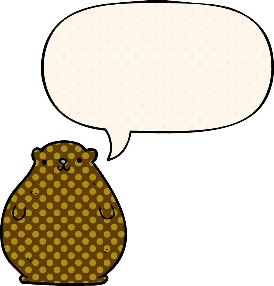 cartoon bear and speech bubble in comic book style vector