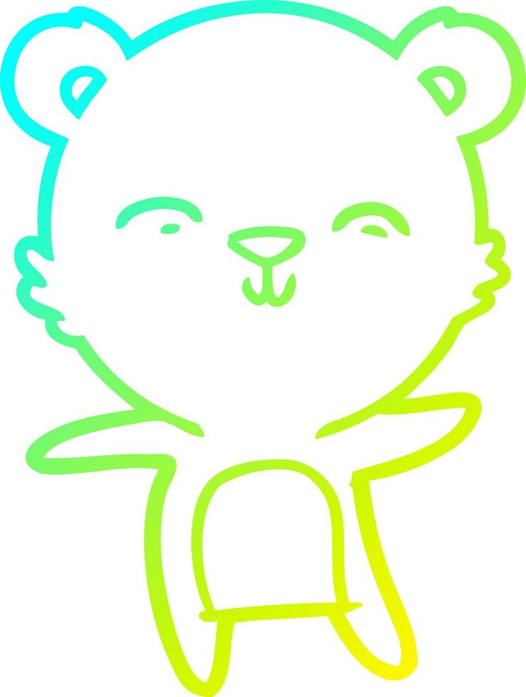 cold gradient line drawing happy cartoon polar bear dancing vector