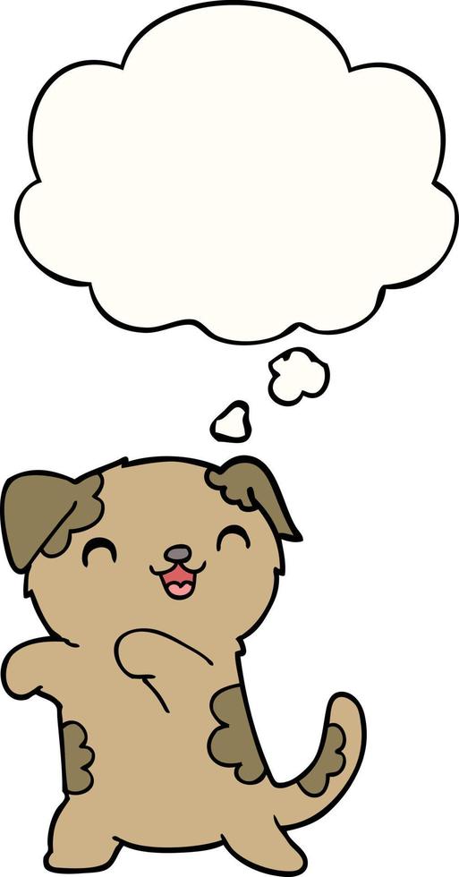 cute cartoon puppy and thought bubble vector