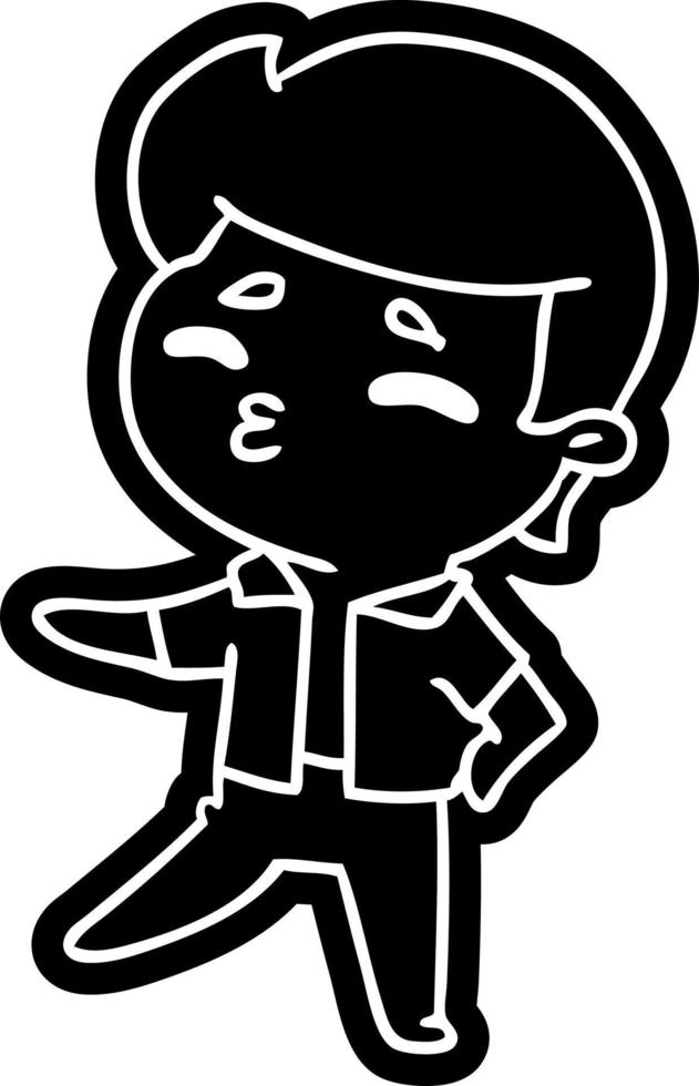 cartoon icon kawaii 1950 cute boy vector