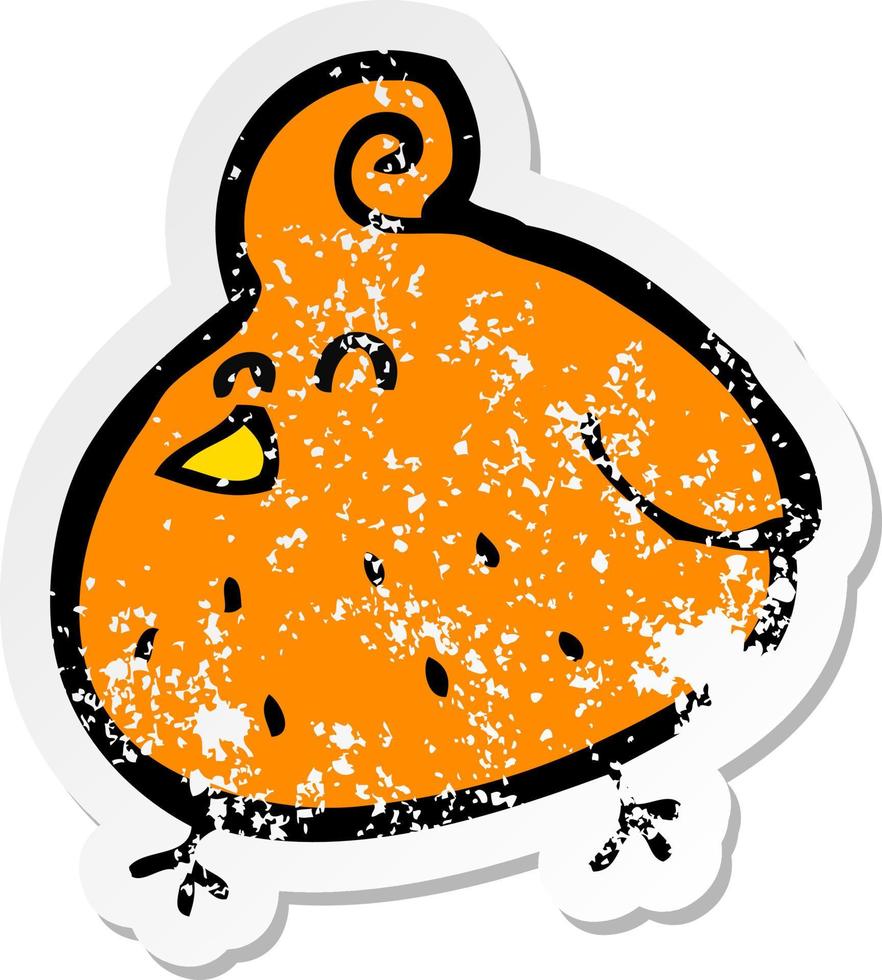 retro distressed sticker of a cartoon bird vector
