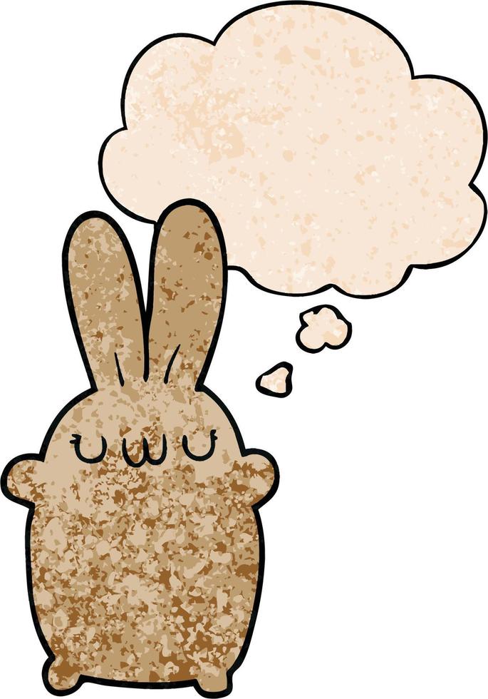 cartoon rabbit and thought bubble in grunge texture pattern style vector