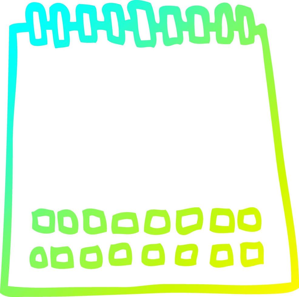 cold gradient line drawing cartoon blank calendar vector