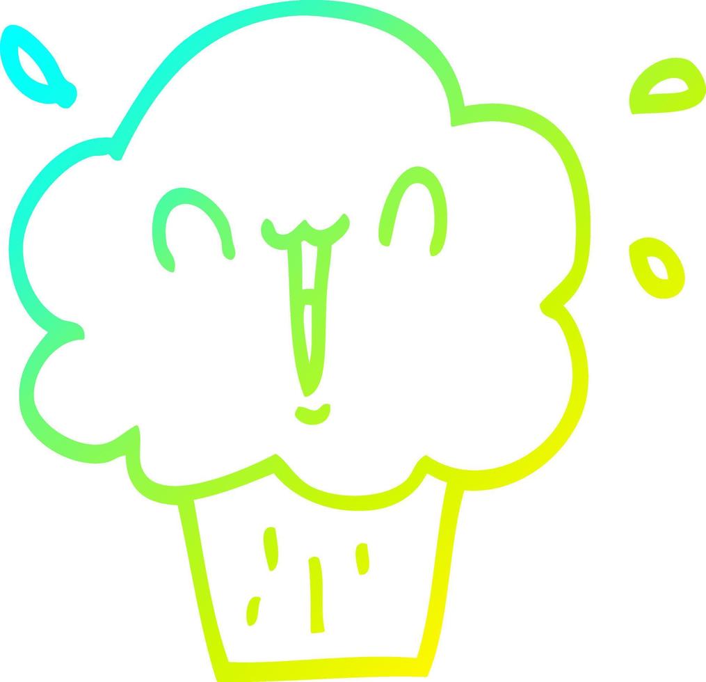 cold gradient line drawing cartoon cupcake vector