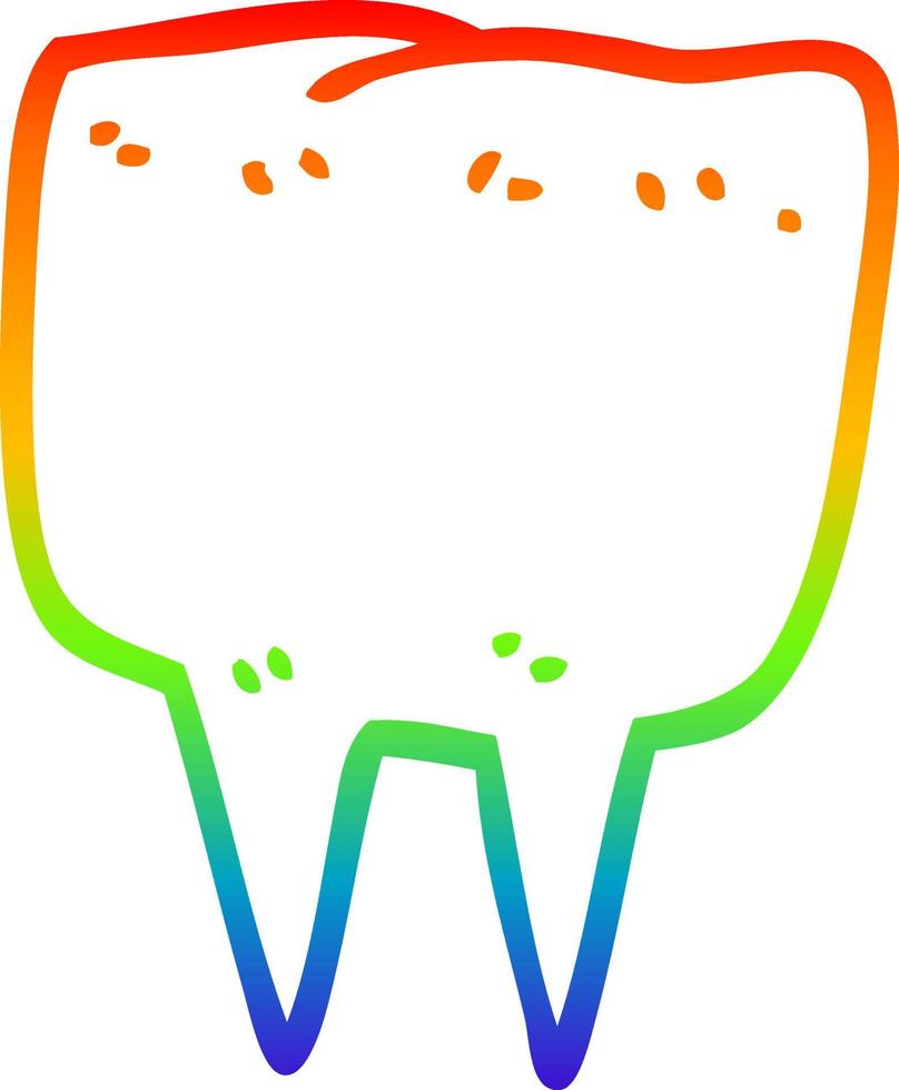 rainbow gradient line drawing cartoon tooth vector