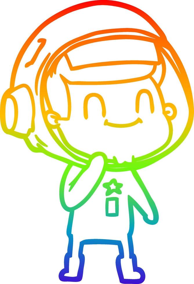 rainbow gradient line drawing happy cartoon astronaut vector