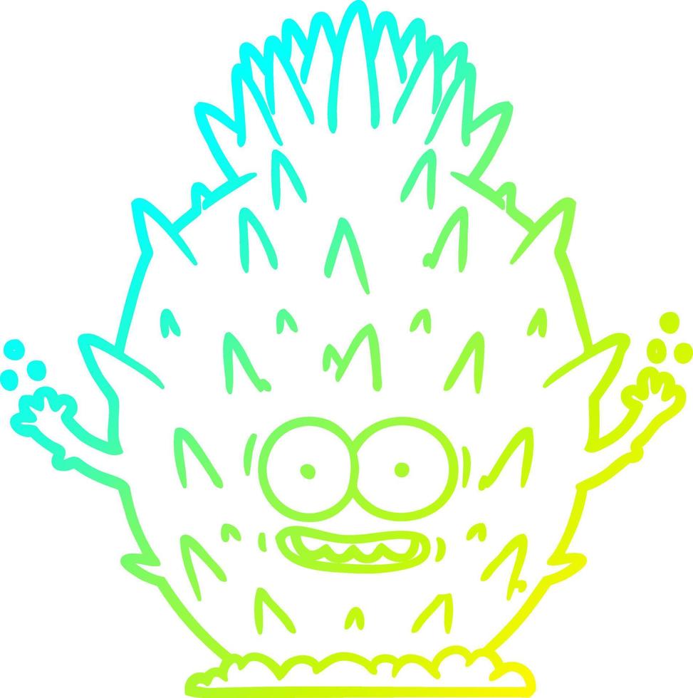 cold gradient line drawing cartoon cactus vector