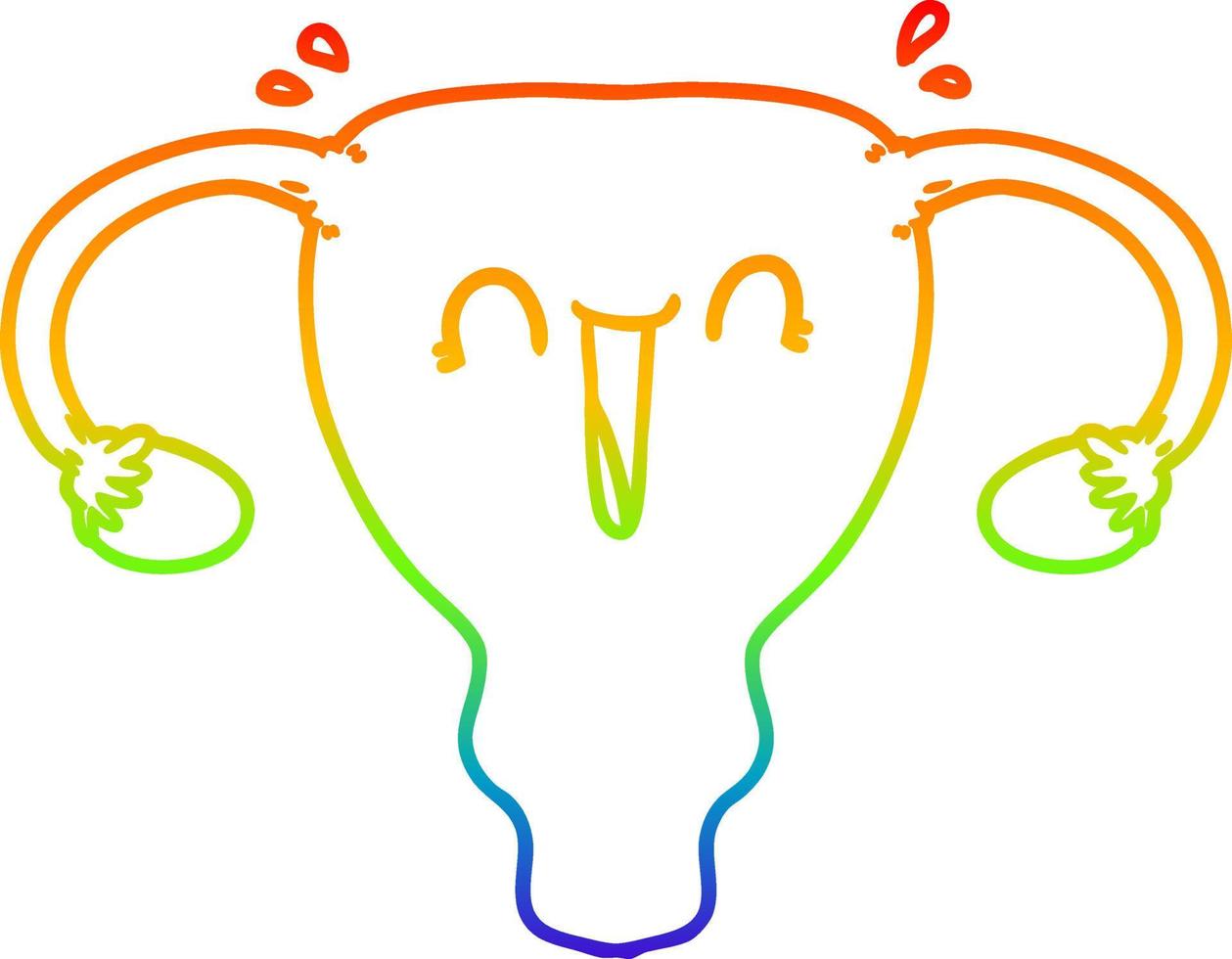 rainbow gradient line drawing cartoon happy uterus vector
