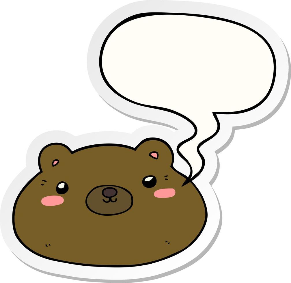 cartoon bear and speech bubble sticker vector
