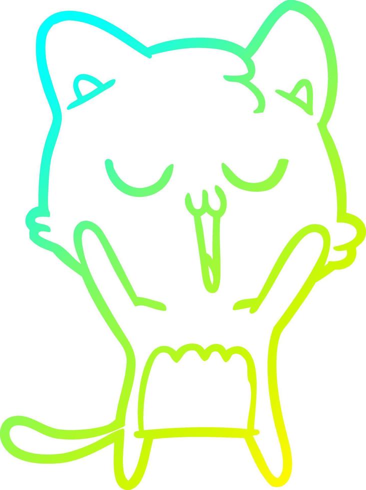 cold gradient line drawing cartoon cat singing vector
