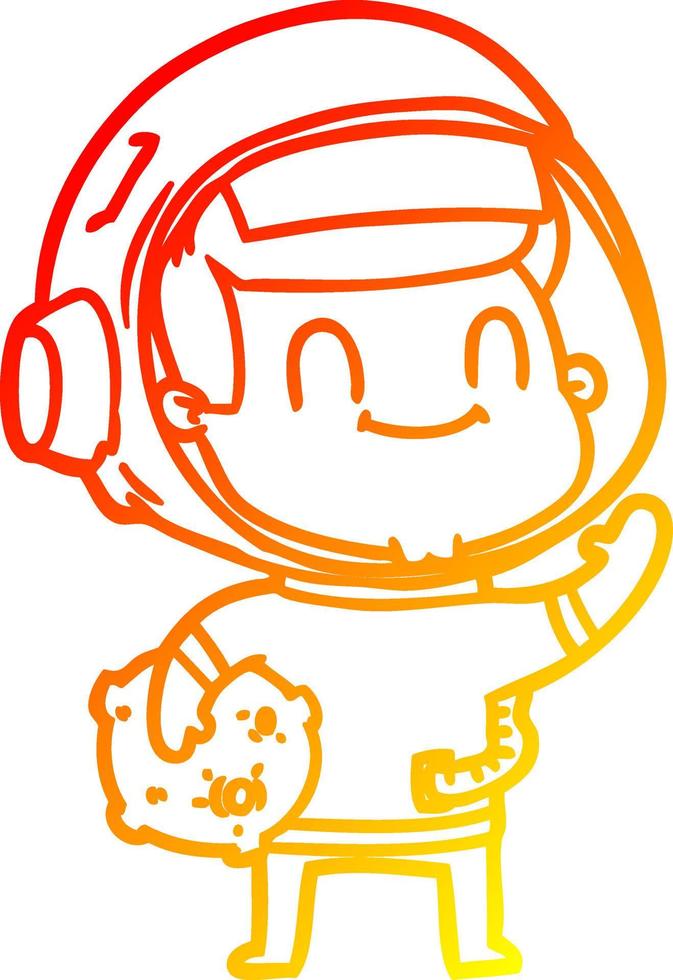 warm gradient line drawing happy cartoon astronaut man vector