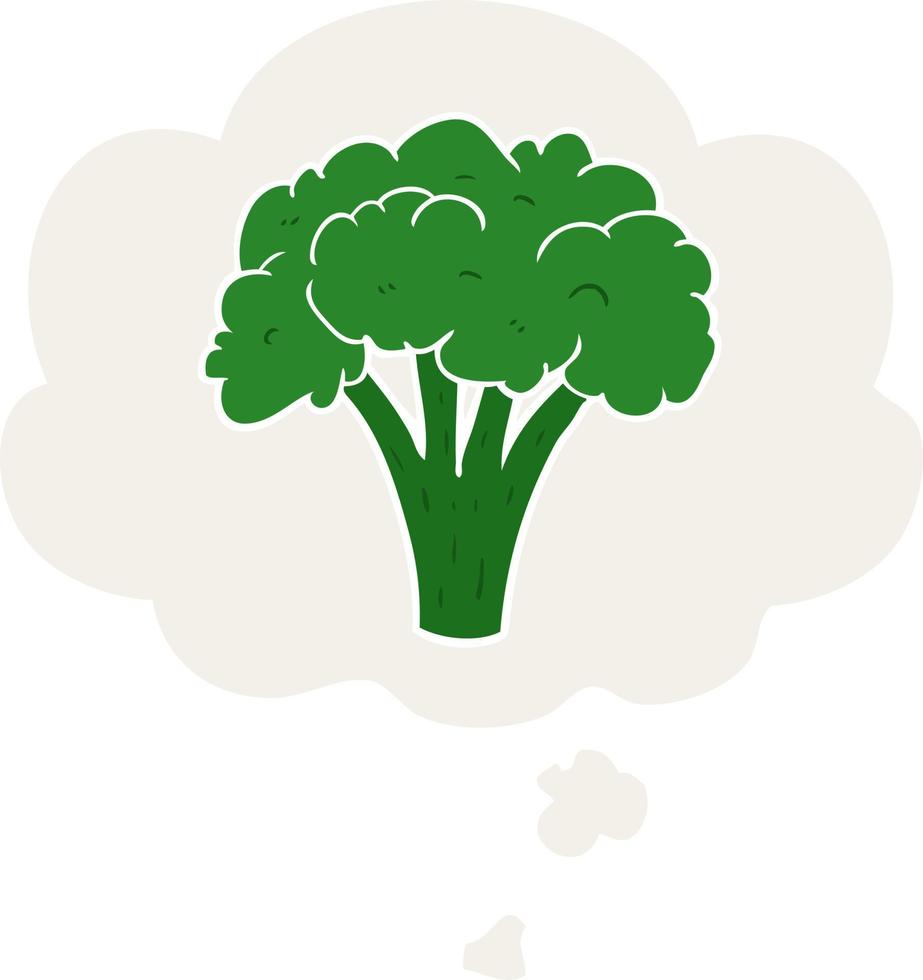 cartoon brocoli and thought bubble in retro style vector