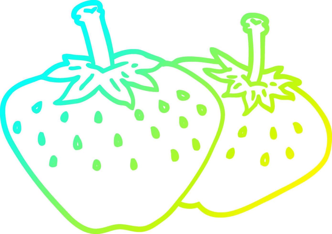 cold gradient line drawing cartoon strawberry vector