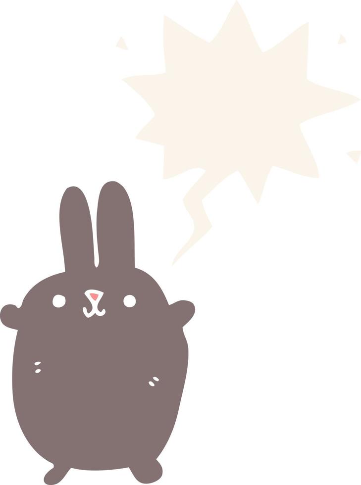 cartoon rabbit and speech bubble in retro style vector