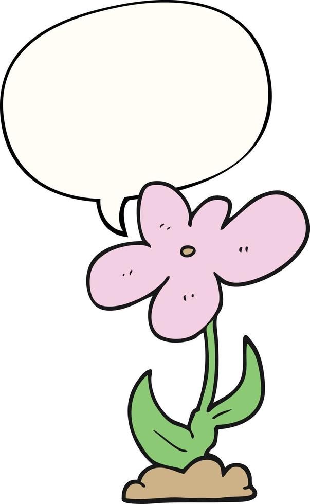 cartoon flower and speech bubble vector