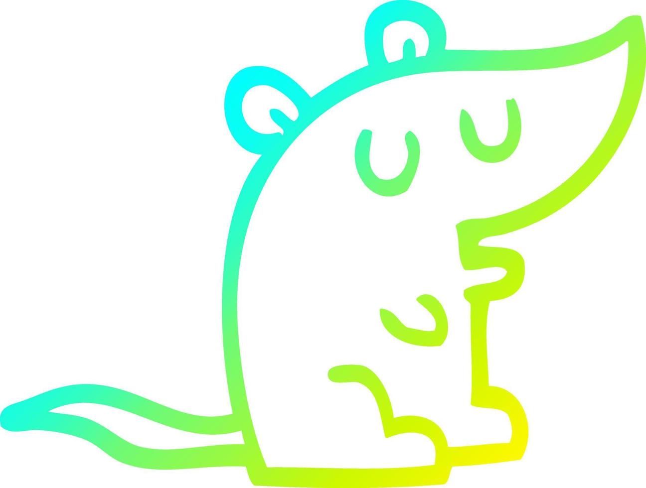 cold gradient line drawing cartoon mouse vector