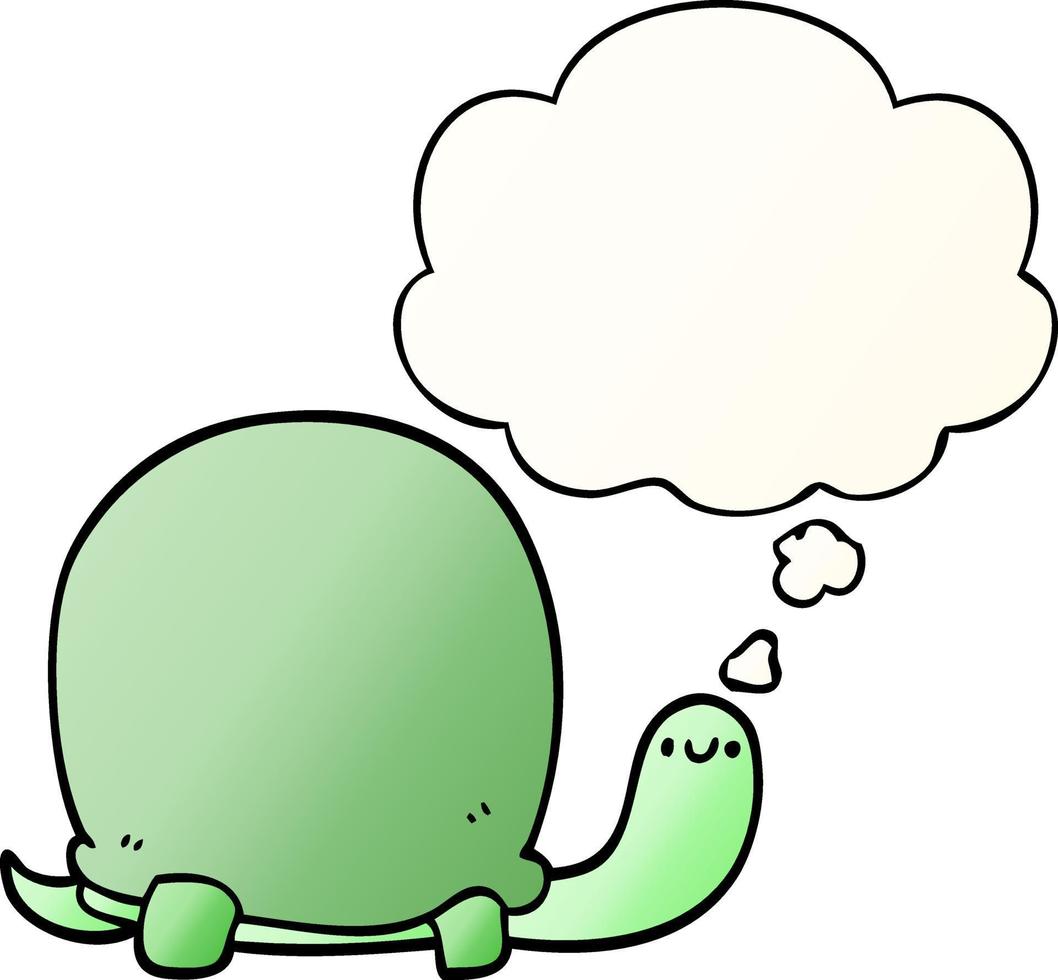 cute cartoon tortoise and thought bubble in smooth gradient style vector