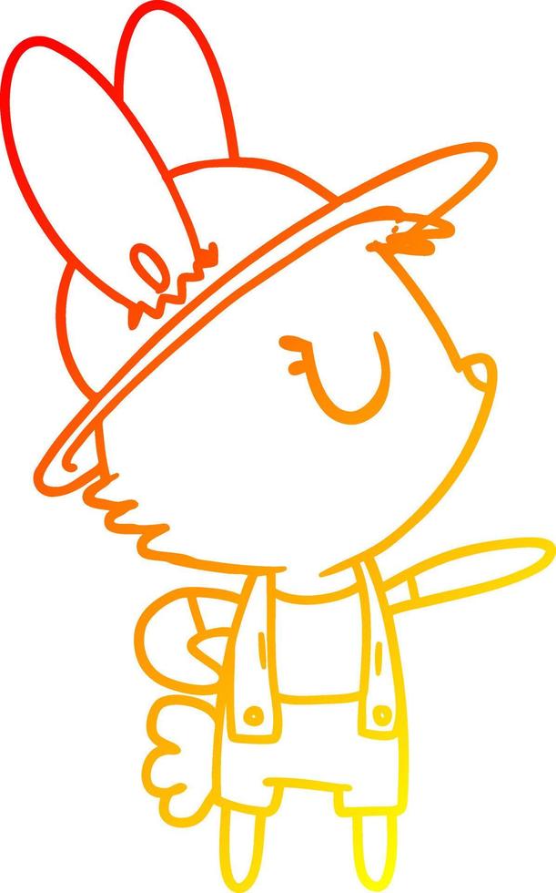 warm gradient line drawing cartoon rabbit construction worker vector