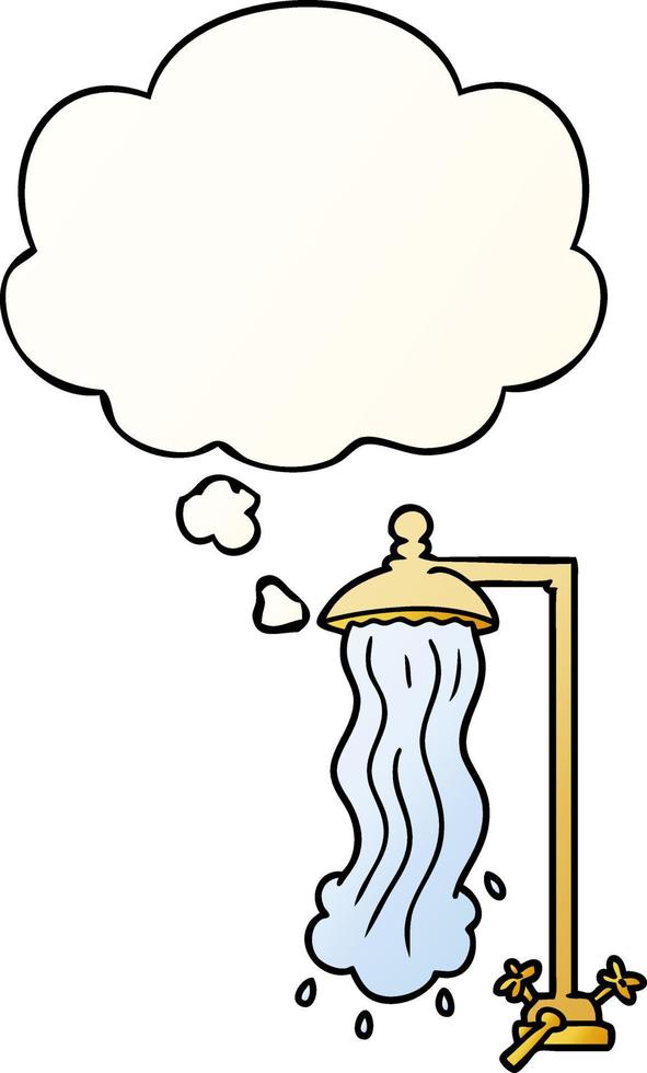 cartoon shower and thought bubble in smooth gradient style vector