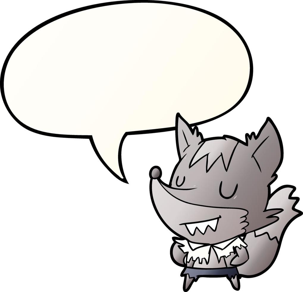 cartoon halloween werewolf and speech bubble in smooth gradient style vector