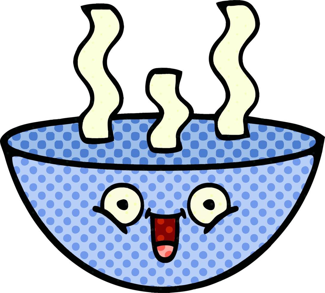 comic book style cartoon bowl of hot soup vector