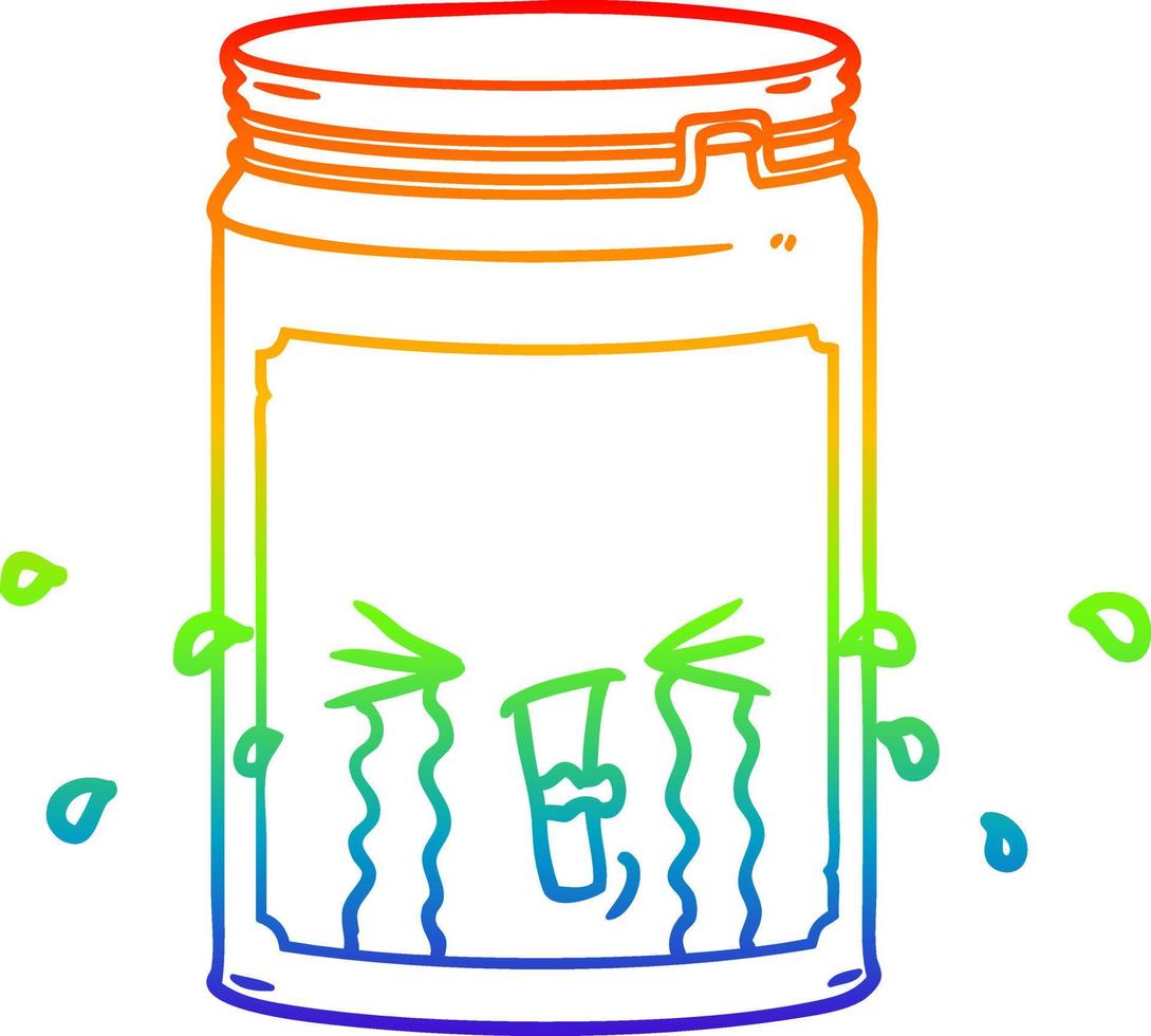 rainbow gradient line drawing cartoon glass jar vector