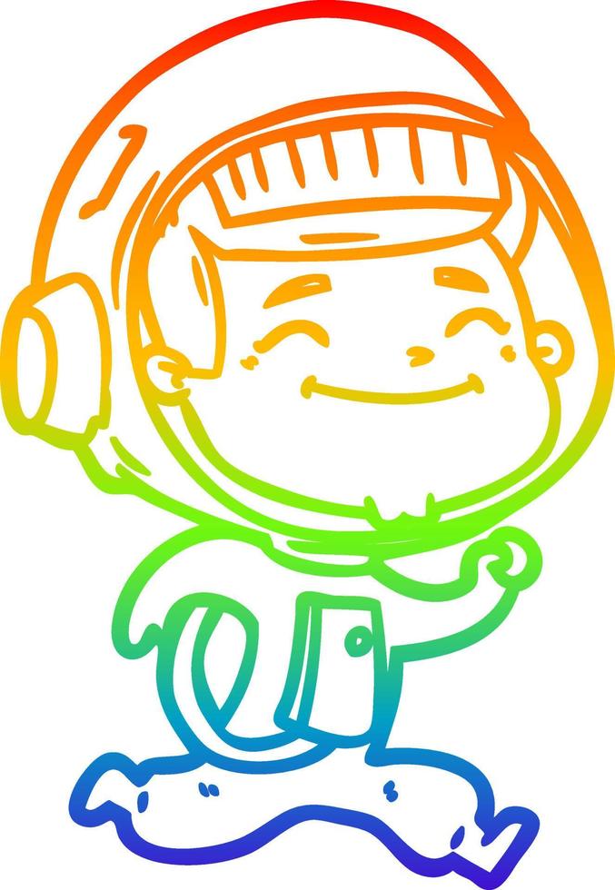 rainbow gradient line drawing happy cartoon astronaut vector