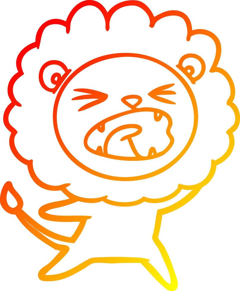 warm gradient line drawing cartoon lion vector