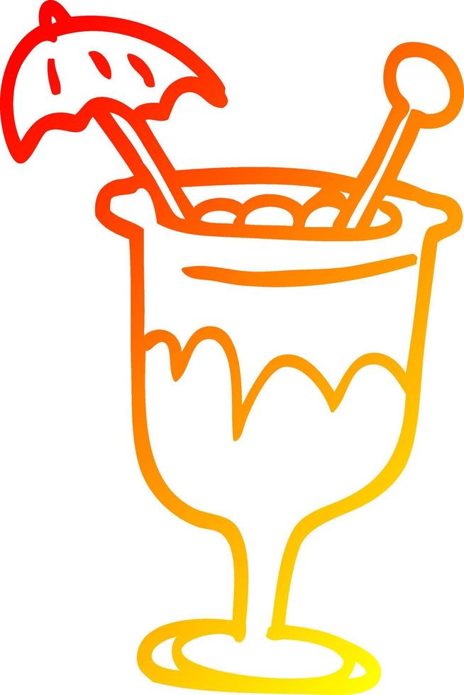 warm gradient line drawing cartoon tropical cocktail vector