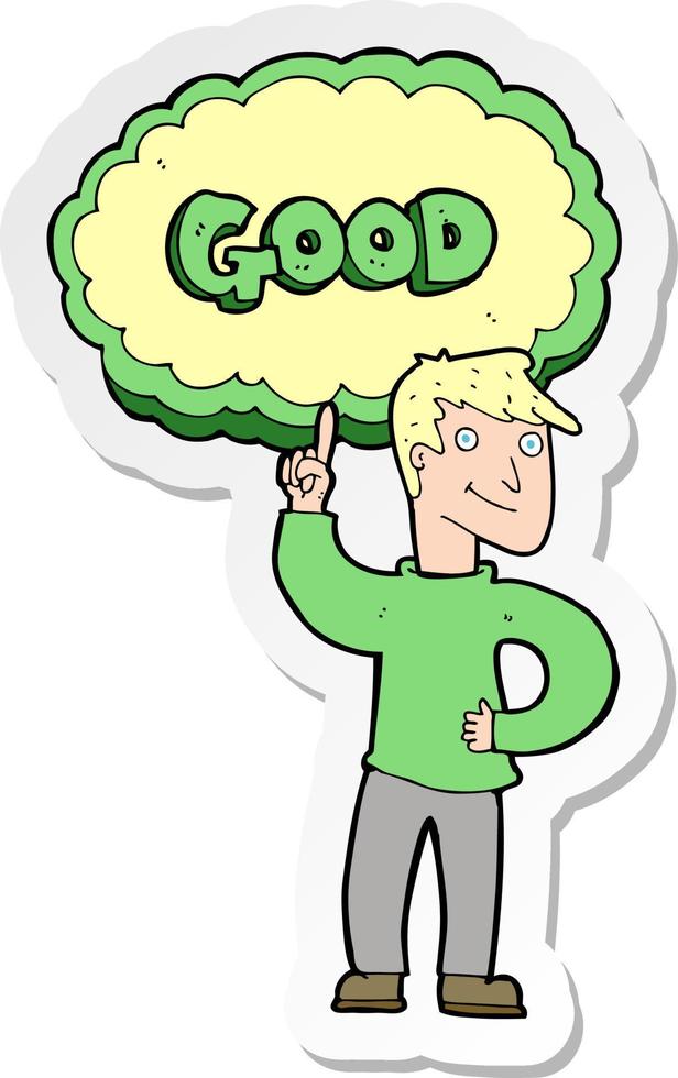 sticker of a cartoon man doing good vector