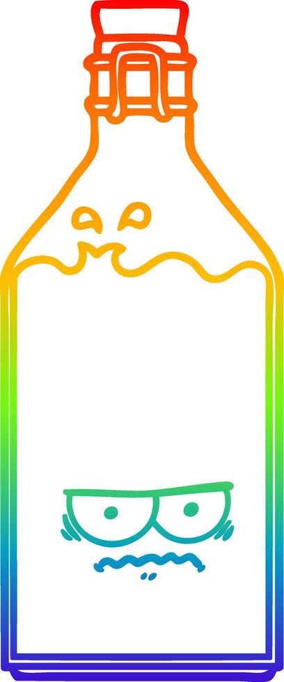 rainbow gradient line drawing cartoon old bottle vector