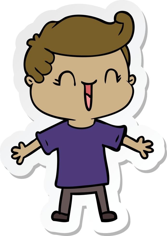 sticker of a cartoon laughing boy vector