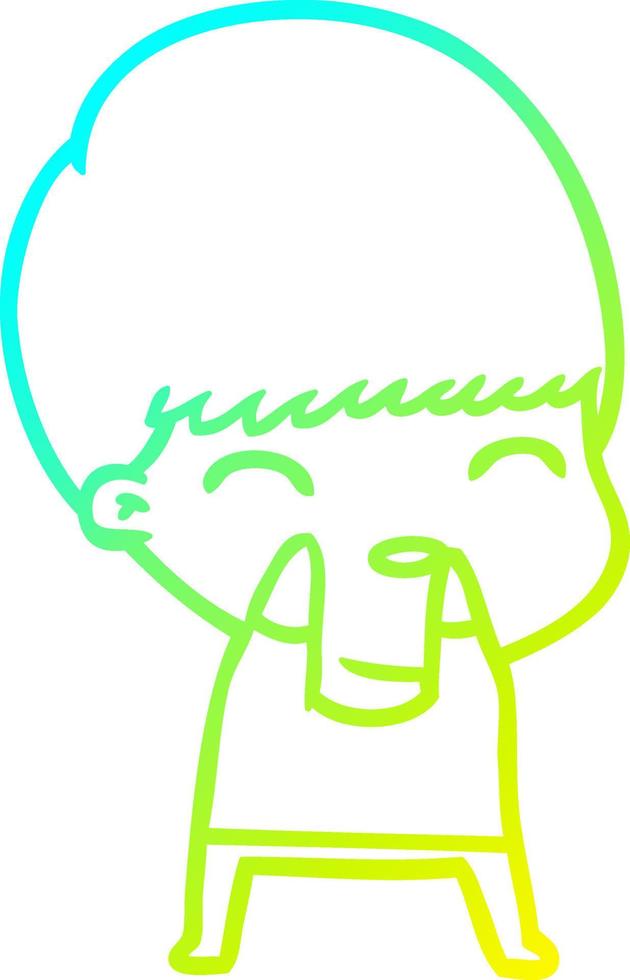 línea de gradiente frío dibujo chico feliz de dibujos animados vector