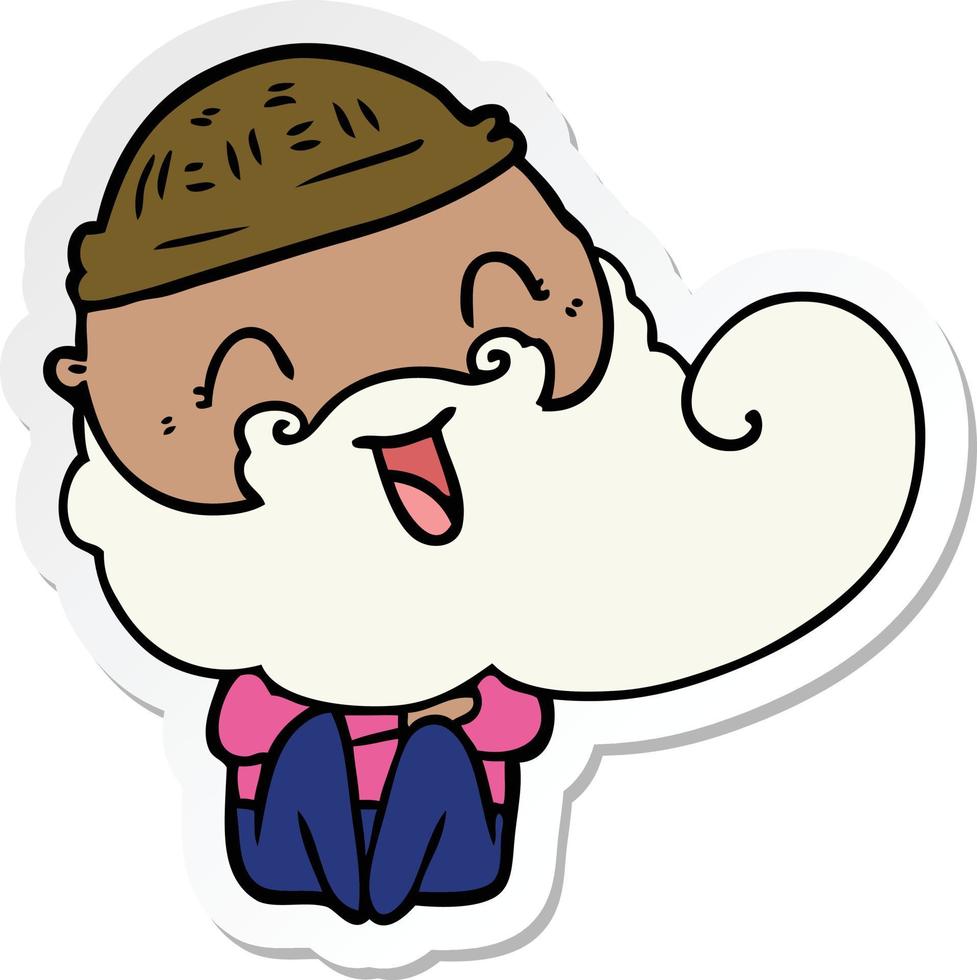 sticker of a happy bearded man vector