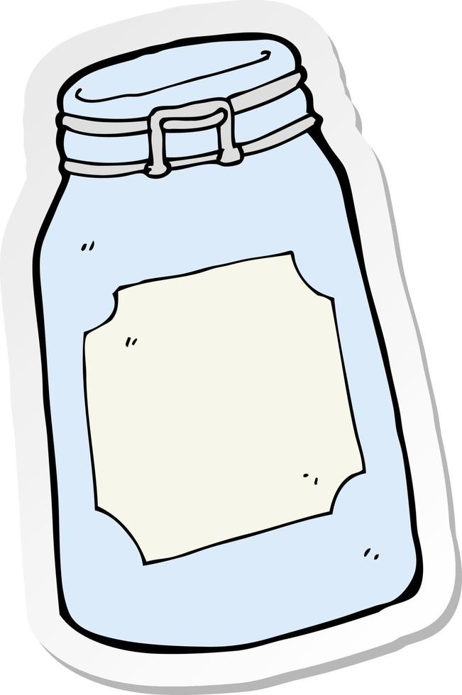 sticker of a cartoon jar vector