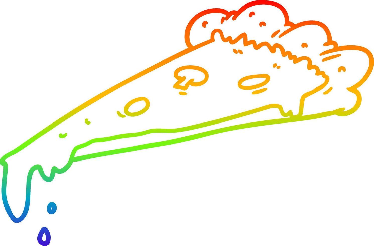 rainbow gradient line drawing cartoon slice of pizza vector