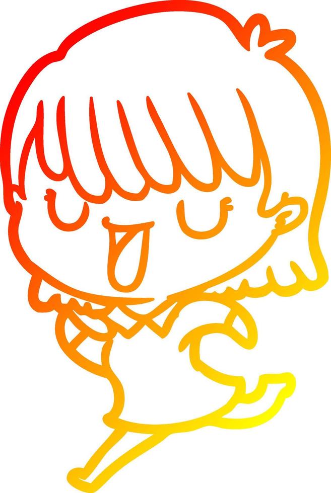 warm gradient line drawing cartoon woman vector