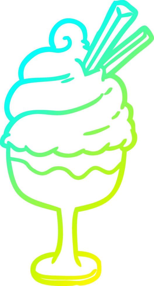 cold gradient line drawing ice cream dessert vector