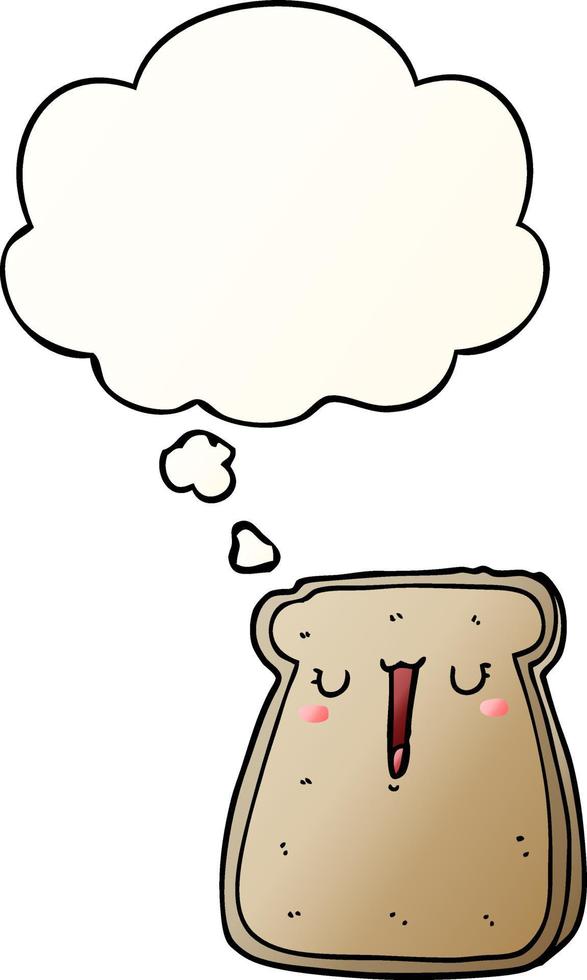 cartoon toast and thought bubble in smooth gradient style vector