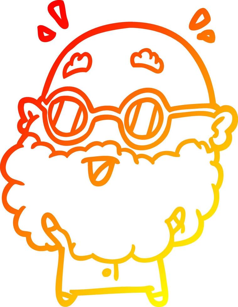 warm gradient line drawing cute surprised old man vector