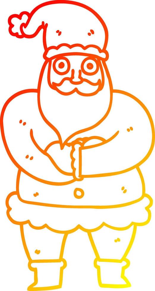 warm gradient line drawing cartoon santa vector