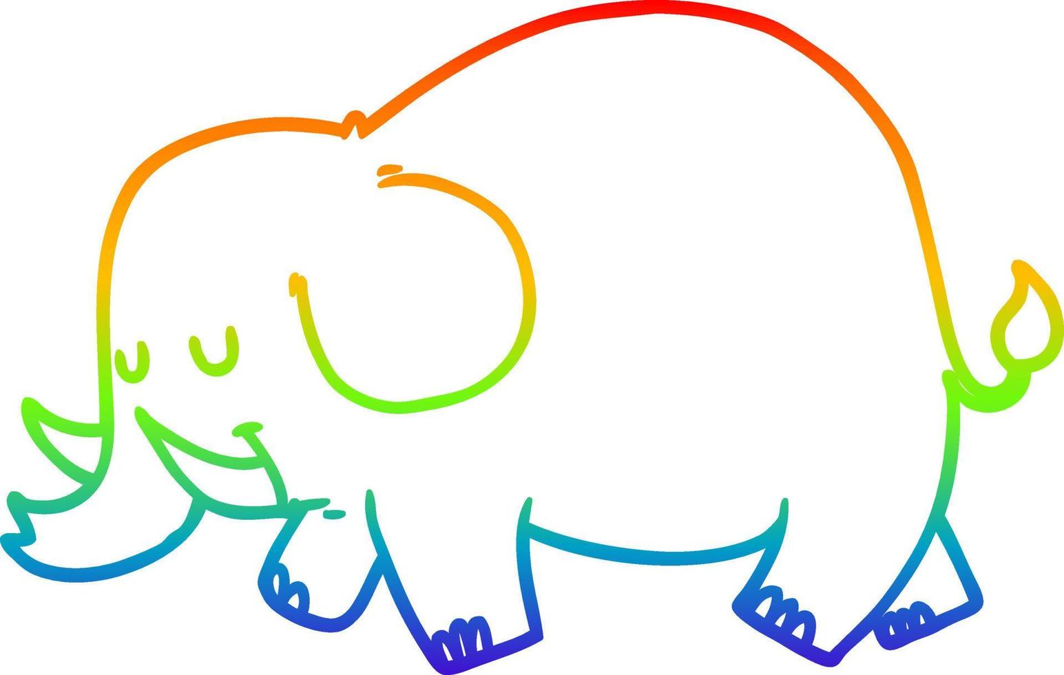 elefante de dibujos animados de dibujo de línea de gradiente de arco iris vector