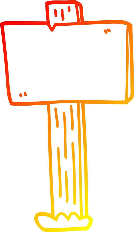 warm gradient line drawing cartoon sign post vector